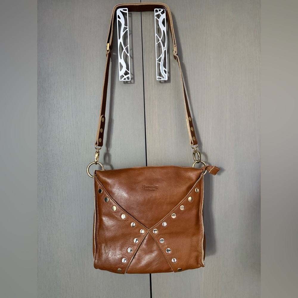 Chic Brown Leather Crossbody Bag with Stud Accents by Hammitt